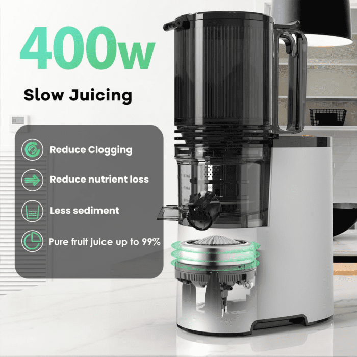 Cold Press Juicer, 400W Slow Juicer Machines with 5.4" Wide Feed Chute, Masticating Juicer with High Juice Yield for Whole Vegetables & Fruits, Easy Clean - Image 5