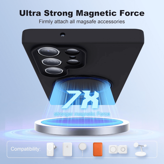 For Samsung Galaxy S23 Ultra Case with Magnetic Invisible Stand [Compatible with Magsafe] Military Drop Tested [Full Camera Protection] Silicone S23 Ultra Case for Women Men 6.8'', Black - Image 3