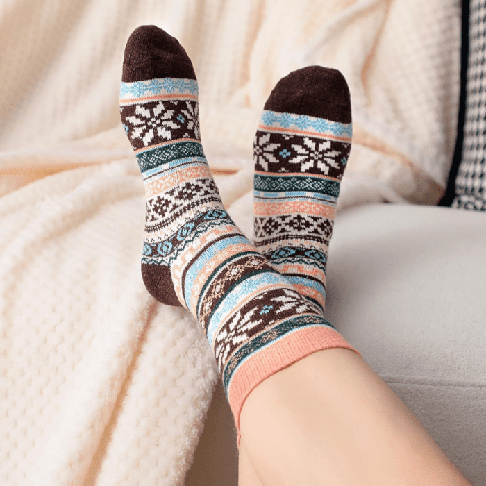 5 Pairs Wool Socks - Wool Socks for Women, Cozy Crew Socks, Warm Winter Socks for Women, Womens Vintage Socks, 6-10 - Image 6