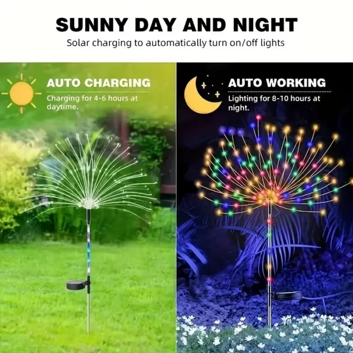 2Pack Solar Powered String Lamp Tree Waterproof Outdoor Fireworks 8 Modes DIY Lawn Patio Garden Christmas Light Decorations 2024 - Image 6