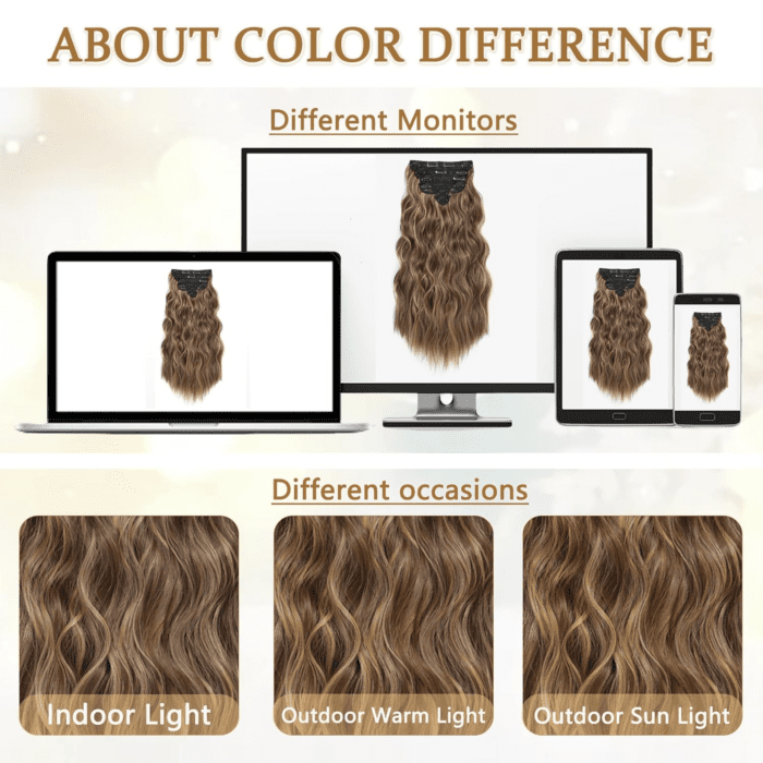 Clip in Hair Extensions for Women, 6PCS Long Wavy Curly Clip on Hair Extensions 20 Inch Synthetic Thick Hairpieces (Chestnut Brown, 20 Inch) - Image 6