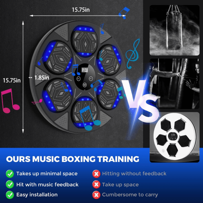 2024 Music Boxing Machine, Smart Bluetooth Boxing Trainer with Boxing Gloves, Boxing Wall Mount Machine for Adults Kids,Boxing Target Workout Equipment for Home, Office, Gym (Upgrade) - Image 3