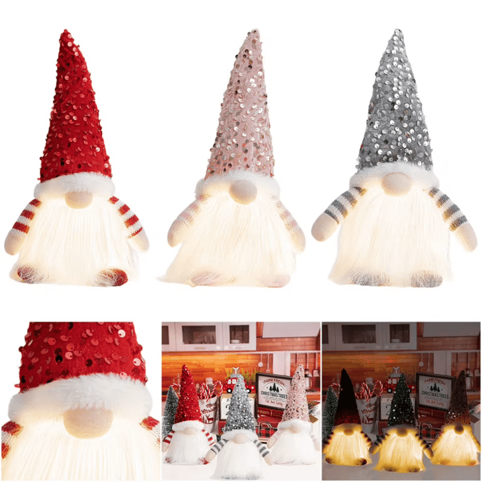 Glowing Knitted Gnome Doll with Led Night Light 29CM Christmas Decorations 2024 Home Xmas Tree Decor Navidad New Year 2025 Gift - Image 3