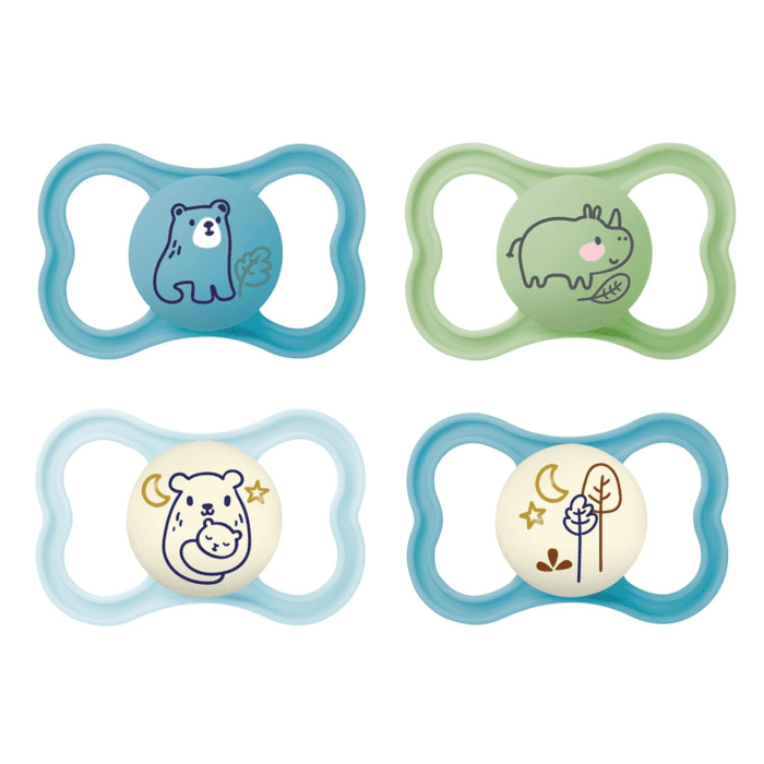 Air Day & Night Baby Pacifier, for Sensitive Skin, Glows in the Dark, 16+ Months, Baby Boy, 4 Count