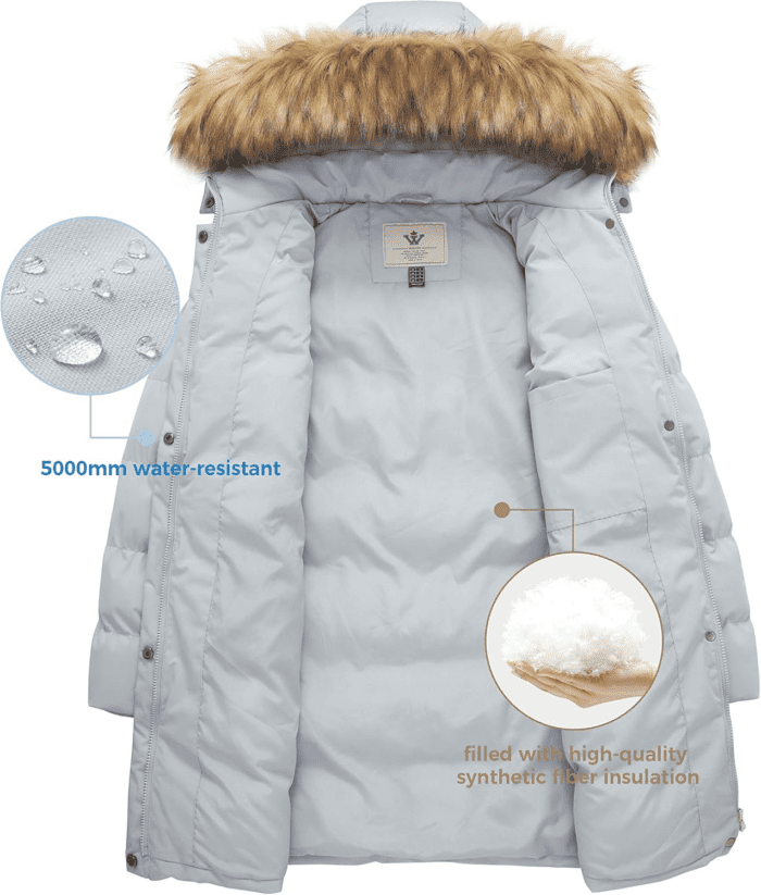 Women'S Winter Thicken Puffer Coat Warm Jacket with Faux Fur Removable Hood - Image 5