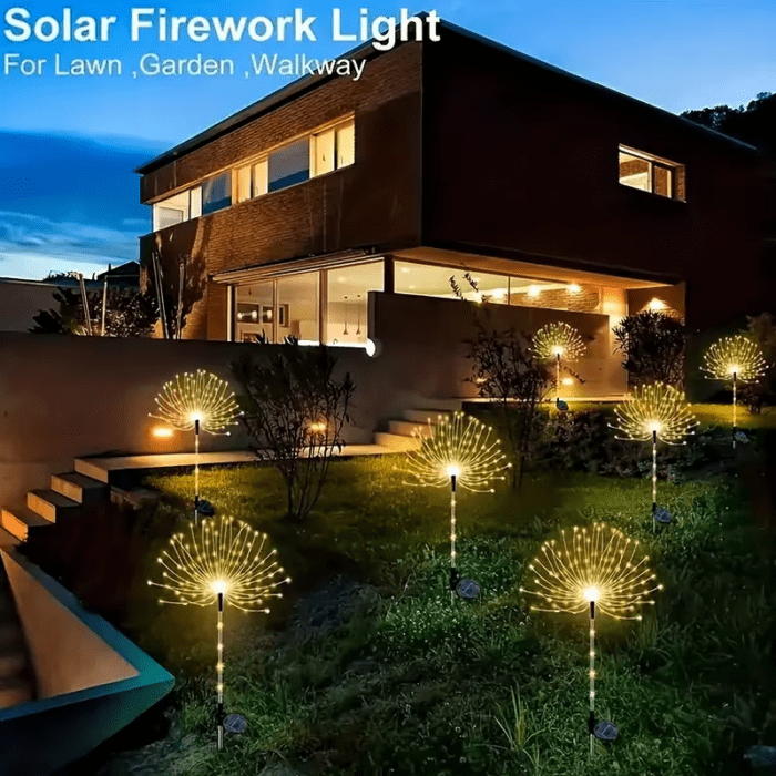 2Pack Solar Powered String Lamp Tree Waterproof Outdoor Fireworks 8 Modes DIY Lawn Patio Garden Christmas Light Decorations 2024 - Image 3