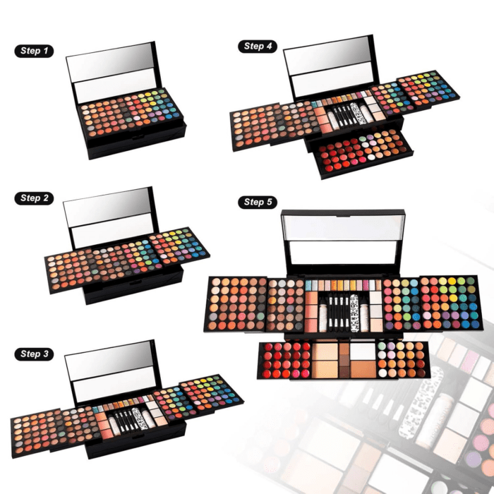 M 187 Colors Professional Makeup Palette - All-In-One Kit with Eye Shadows, Lipsticks, Mascara, Foundations, Blushes, Brow Pencils, Nail File - Makeup Gift Set for Women and Girls - Image 6