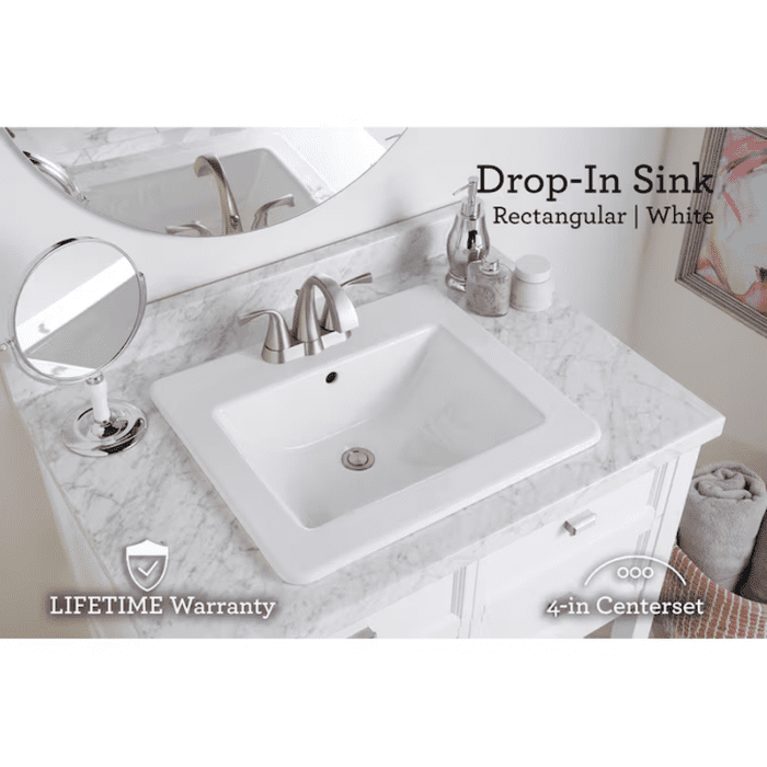 Vitreous China Drop-In Rectangular White Bathroom Sink (21.26-In X 18.5-In) - Image 5