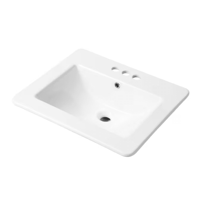 Vitreous China Drop-In Rectangular White Bathroom Sink (21.26-In X 18.5-In)