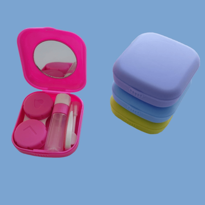 4 Pack Colorful Contact Lens Case Kit with Mirror Durable, Compact, Portable Soak Storage Kit - Image 6