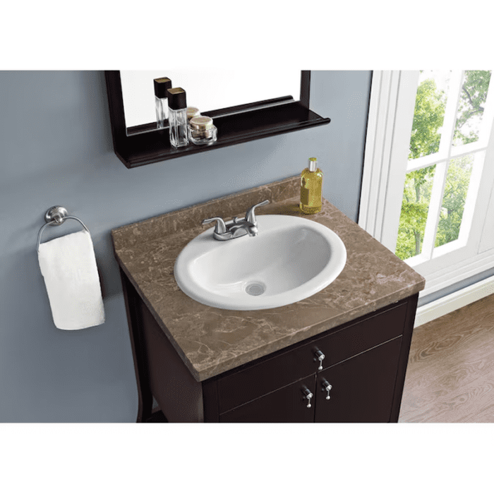 Vitreous China Drop-In Oval White Bathroom Sink (20-In X 17-In) - Image 10