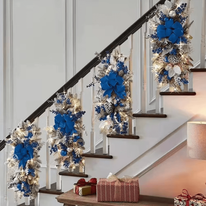 Door Stairs Wreath Christmas Wreath Hanging Pendants Artificial Flowers Stairway Swag Trim Garland Christmas Decorations 2024 - Image 4