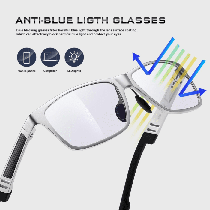 Blue-Light-Blocking-Glasses Men/Women Gaming Glasses Computer Screen Eyeglasses Metal Frame - Image 6