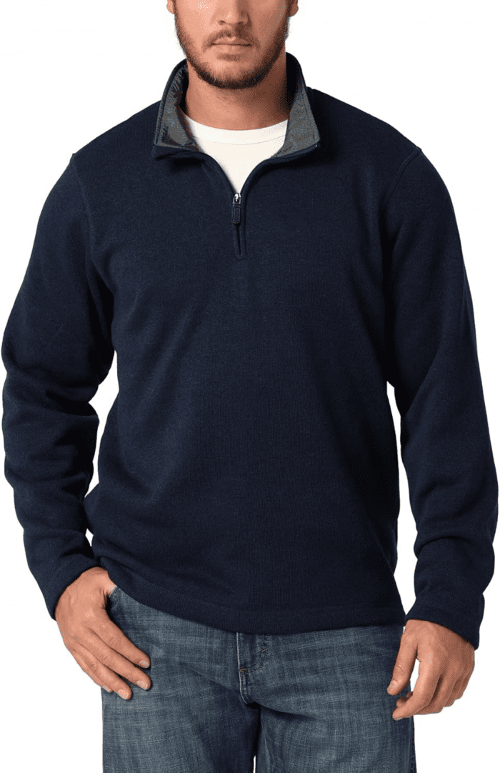 Men'S Long Sleeve Fleece Quarter-Zip Sweater