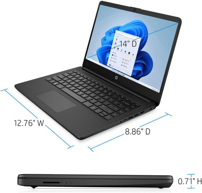 Portable Laptop, Student and Business, 14" HD Display, Intel Quad-Core N4120, 8GB DDR4 RAM, 64GB Emmc, 1 Year Office 365, Webcam, SD Card Reader, HDMI, Wi-Fi, Windows 11 Home, Black, KKE Mousepad - Image 4