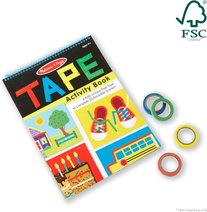 Tape Activity Book: 4 Rolls of Easy-Tear Tape and 20 Reusable Scenes - Image 6