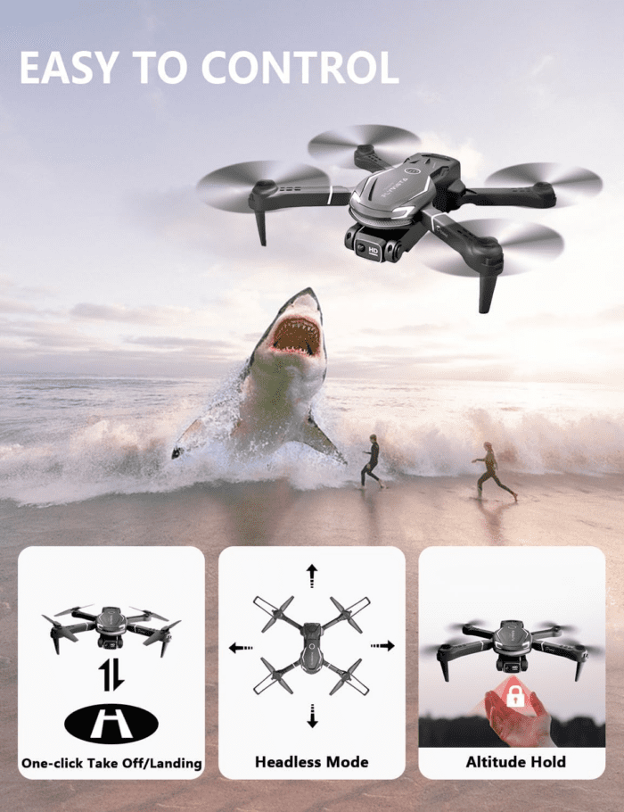 Cool Mini Drone with Camera for Kids Adults Beginners, 1080P FPV Camera Remote Control Drone for Kids with 3 Batteries, One-Click Take Off/Landing, Altitude Hold, Headless Mode, 360° Flips, 3-Gear Speeds , Emergency Stop, Toys Gifts for Kids - Image 3