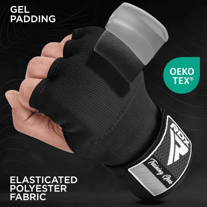 Gel Boxing Hand Wraps Inner Gloves Men Women, Quick 75Cm Long Wrist Straps, Elasticated Padded Fist under Mitts Protection, Muay Thai MMA Kickboxing Martial Arts Punching Training Bandages - Image 2