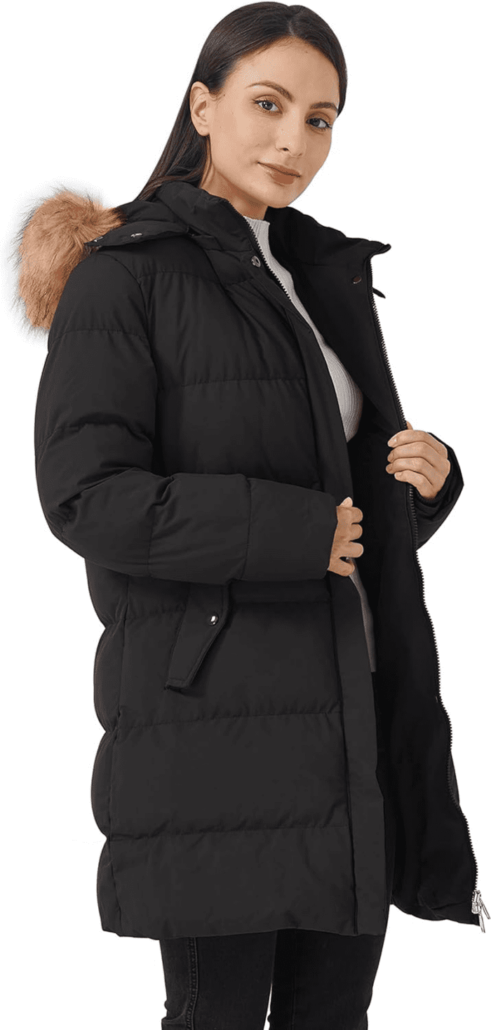 Women'S Winter Thicken Puffer Coat Warm Jacket with Faux Fur Removable Hood - Image 4