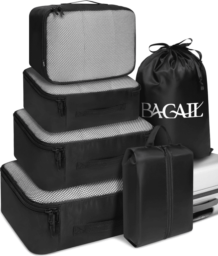 6 Set Packing Cubes Luggage Packing Organizers for Travel Accessories (Black)