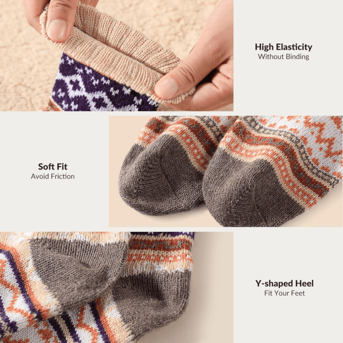 Wool Socks - Vintage Winter Warm Wool Socks for Women, Soft Cozy Socks, Thick Knit Boots Socks Gifts for Women Men - Image 4