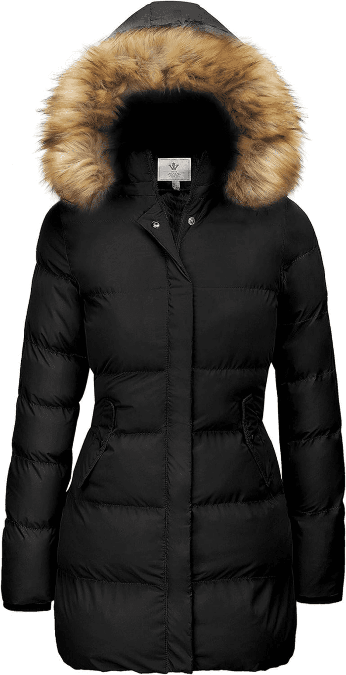 Women'S Winter Thicken Puffer Coat Warm Jacket with Faux Fur Removable Hood