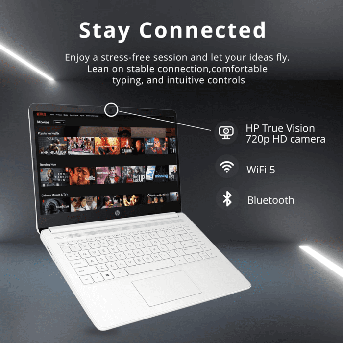 Stream 14" HD Brightview Laptop, Intel Celeron N4120 Processor, 8GB RAM, 64GB SSD, Intel UHD Graphics, 720P Webcam, Wifi, HDMI, Win 11 S, White (Renewed) - Image 4