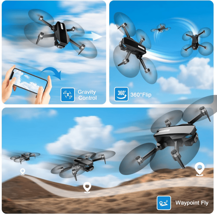 Drone with Camera, 2K FPV Drone with Brushless Motor, Altitude Hold, Gesture Selfie, One Key Take Off/Landing, 3D Flips, Waypoint Fly, 2 Batteries, Foldable Mini Drones for Kids and Beginners - Image 6