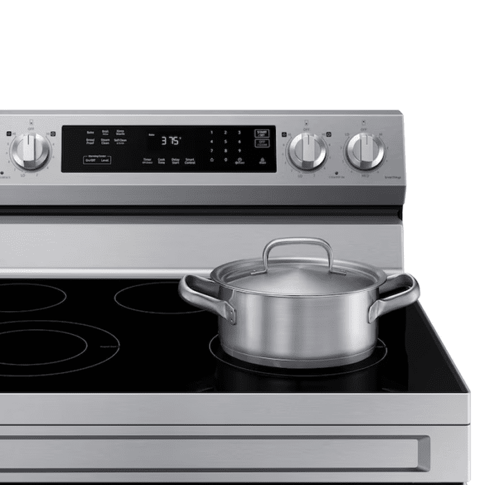 30-In Glass Top 5 Burners 6.3-Cu Ft Self & Steam Cleaning Freestanding Smart Electric Range (Stainless Steel) - Image 9