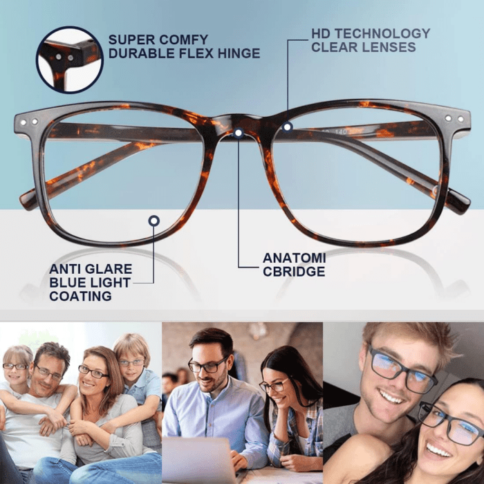 Blue Light Blocking Glasses, Blue Blocker Computer Glasses for Men Women, anti Glare 400 UV & Eye Strain Fake Square Glasses - Image 5