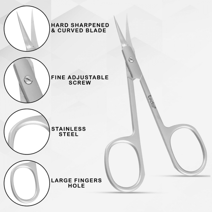 Professional Nail Scissors, Stainless Steel Manicure Scissors,Cuticle Scissors, Multi-Purpose, Eyelashes, Eyebrow, Toenail for Women and Men (Extra Fine Tip Nail Scissor) - Image 8