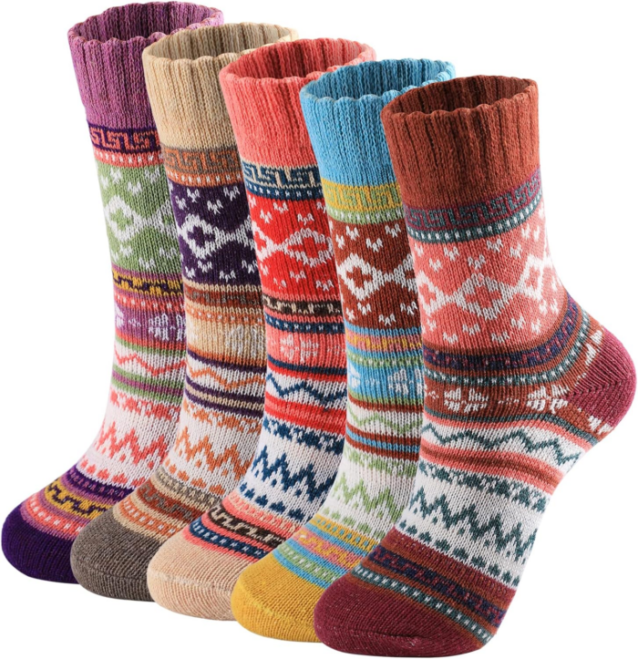 Wool Socks - Vintage Winter Warm Wool Socks for Women, Soft Cozy Socks, Thick Knit Boots Socks Gifts for Women Men