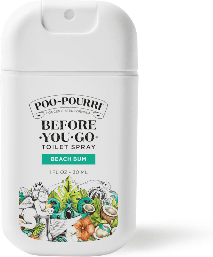 Before-You-Go Toilet Spray, Beach Bum, 1 Fl Oz Pocket Travel Size - Coconut, Orchid and Toasted Praline