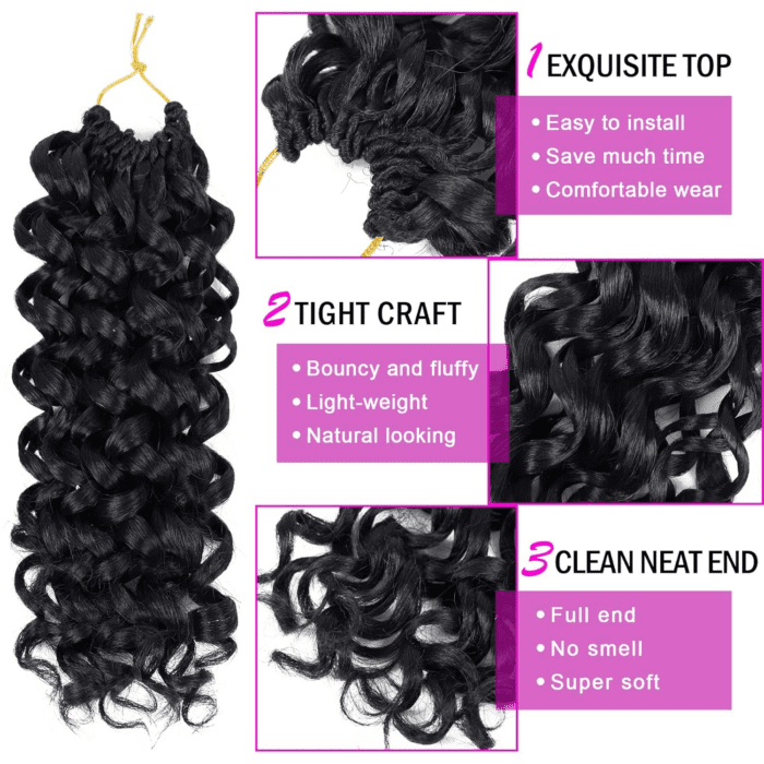 7 Packs Gogo Curl Crochet Hair 10 Inch Short Curly Crochet Hair for Women Water Wave Beach Curl Deep Twist Crochet Braids Synthetic Braiding Hair Extensions(10 Inch, 1B) - Image 4