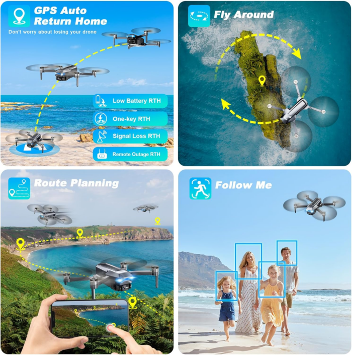 Drone with Camera 4K, FPV Drones 248G RC Plane GPS Drone for Adults with Brushless Motor, 5G Transmission, Waypoint Fly, Auto Return, Gesture Control, Batteries, 46Mins Flight - Image 4