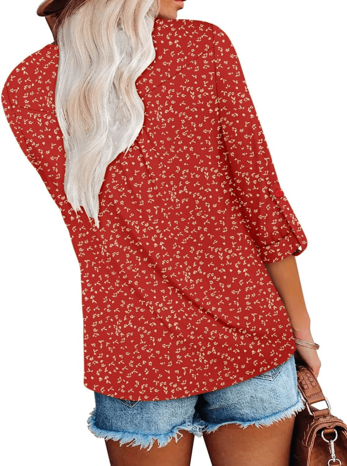 Womens Long Sleeve Tunic Tops Floral Fall Blouse Shirts - Image 4