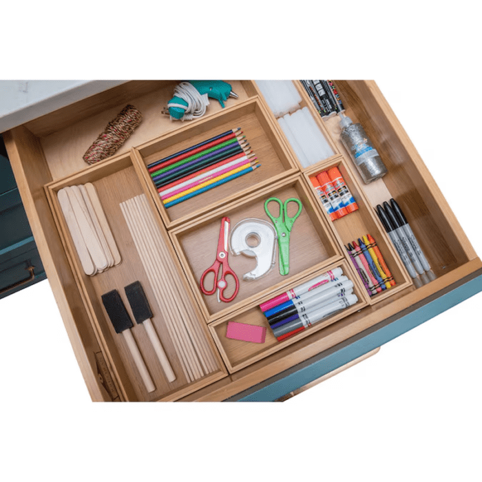 9-In X 3-In Brown Bamboo Wood Stackable Drawer Organizer - Image 12