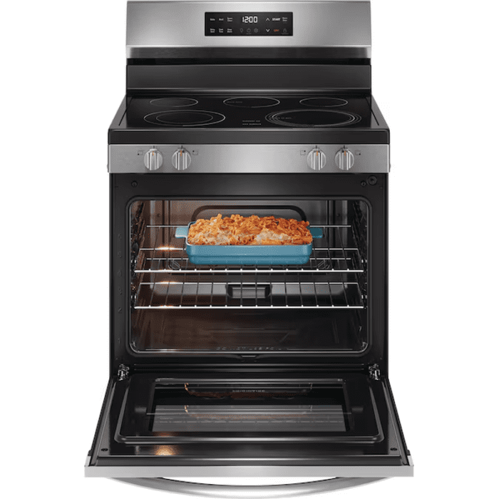 30-In Glass Top 5 Burners 5.3-Cu Ft Steam Cleaning Freestanding Electric Range (Fingerprint Resistant Stainless Steel) - Image 4