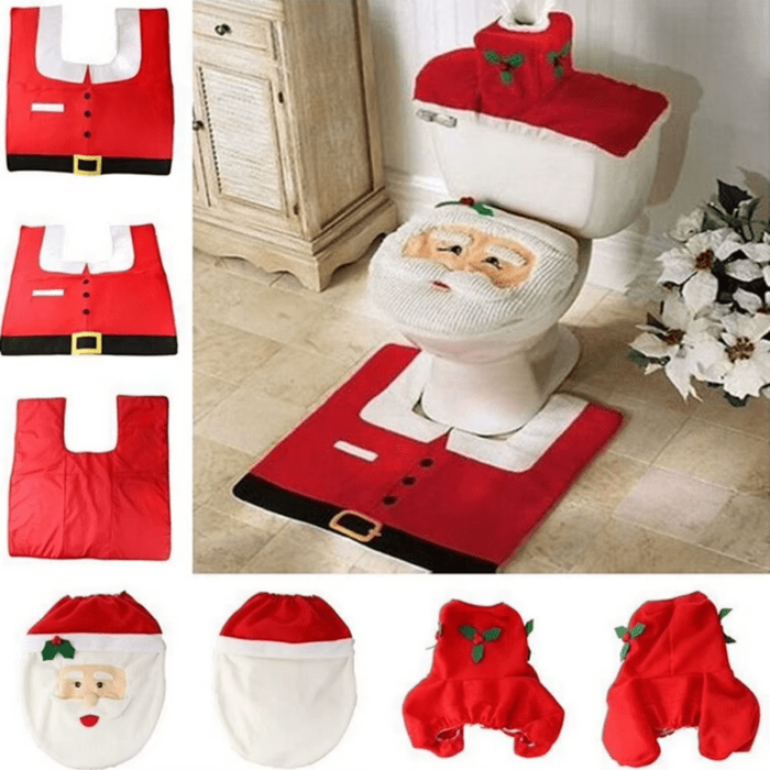 New Cute Christmas Toilet Seat Covers Creative Santa Claus Bathroom Mat Xmas Supplies for Home New Year Navidad Gift Decor 2024 - Image 3