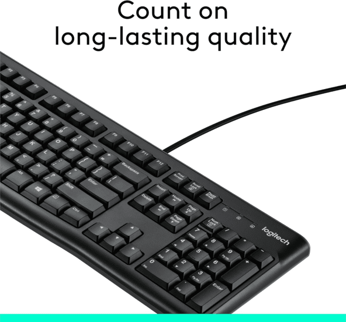 K120 Wired Keyboard for Windows, Plug and Play, Full-Size, Spill-Resistant, Curved Space Bar, Compatible with PC, Laptop - Black - Image 3