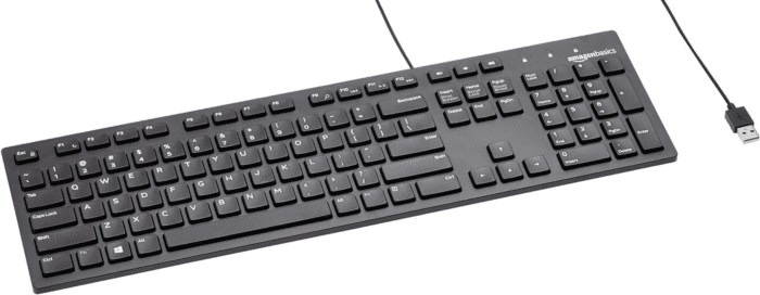 Wired Keyboard, Full-Sized, QWERTY Layout, Black