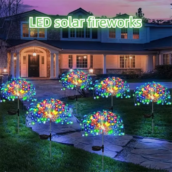 2Pack Solar Powered String Lamp Tree Waterproof Outdoor Fireworks 8 Modes DIY Lawn Patio Garden Christmas Light Decorations 2024 - Image 2