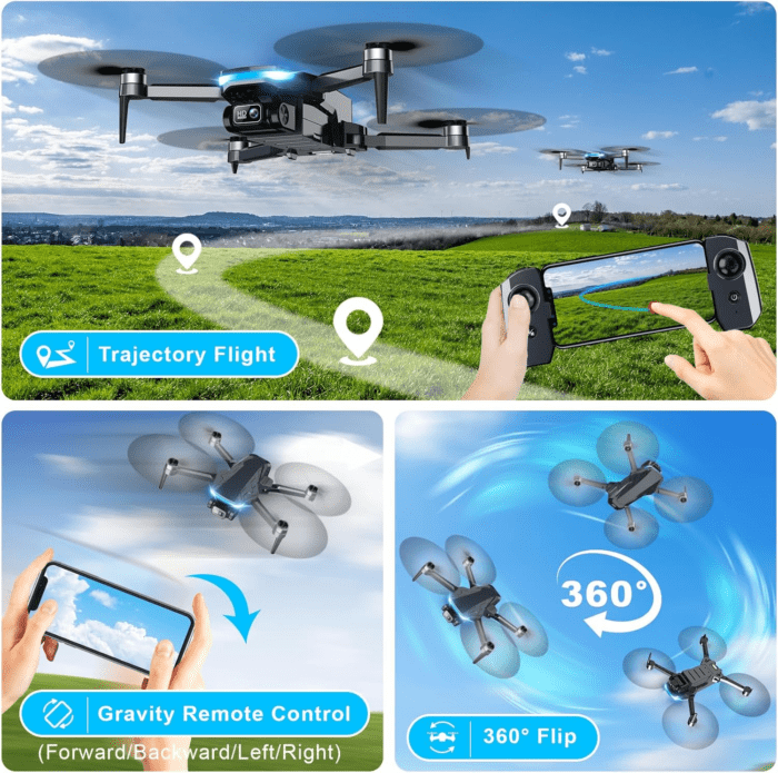 Drone with Camera, 2K HD FPV Drone with Brushless Motor, 360°Flip, Waypoint Fly, Gesture Selfie, One Key Take Off/Landing, Foldable Mini Drone for Beginners - Image 3