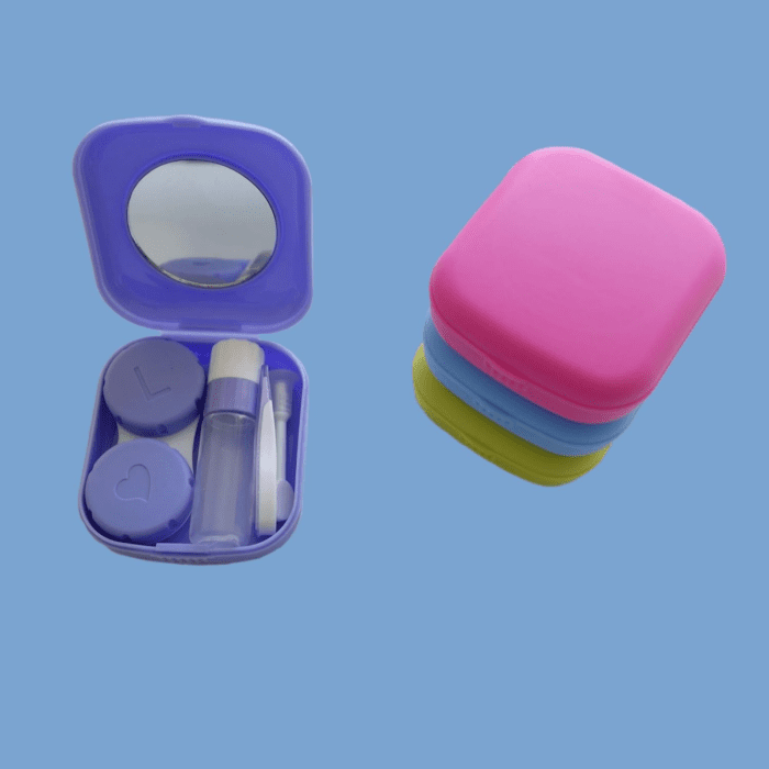 4 Pack Colorful Contact Lens Case Kit with Mirror Durable, Compact, Portable Soak Storage Kit - Image 7