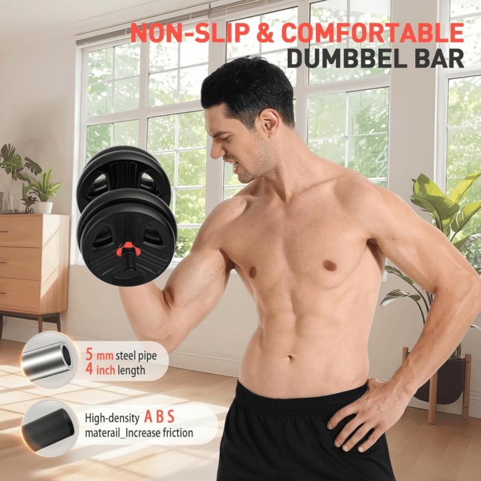 Adjustable Dumbbells Set, 20/30/40/55/60/70/80/90Lbs Free Weight Set with Connector, 2 or 3 in 1 Dumbbells Set Used as Barbell, Kettlebells, Fitness Exercises for Home Gym Suitable Men/Women - Image 4