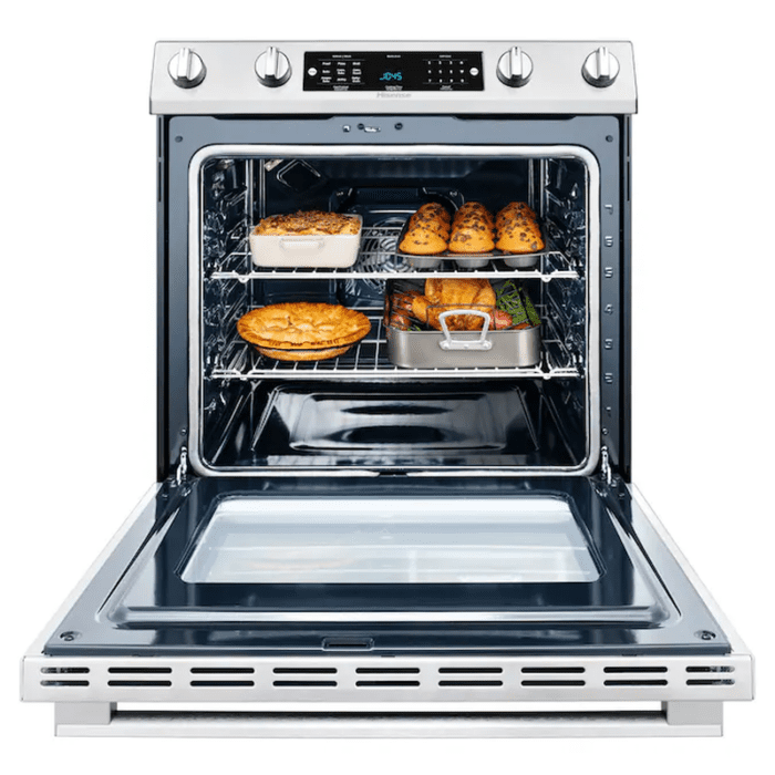 30-In Glass Top 5 Burners 5.8-Cu Ft Self & Steam Cleaning Air Fry Convection Oven Slide-In Electric Range (Stainless Steel) - Image 2