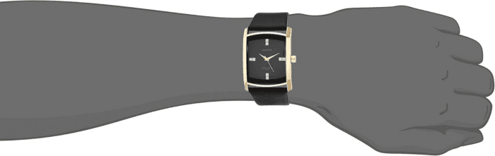 Men'S Genuine Crystal Accented Leather Strap Watch - Image 2