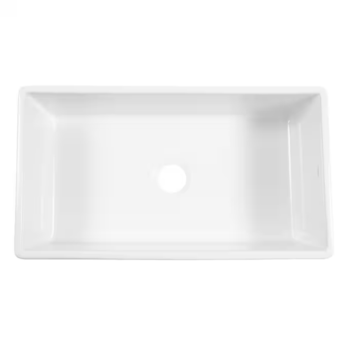 Austen Undermount Farmhouse Apron Front 33-In X 18-In Crisp White Fireclay Single Bowl Kitchen Sink - Image 4