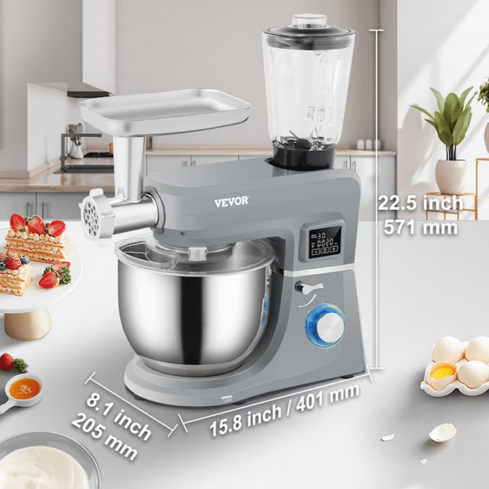 6 Speeds 660W 7.4Qt Stand Mixer Stainless Steel + Abs Plastic 7.4-Quart Commercial/Residential Bowl-Lift Stand Mixer - Image 9