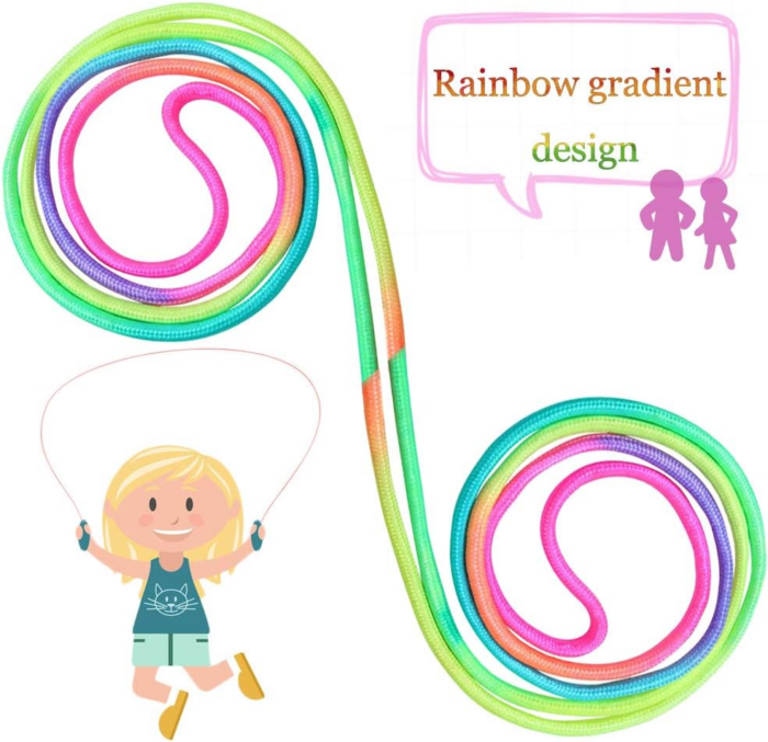 10 Pcs Rainbow Jump Rope Set Durable Nylon Skipping Ropes,Safty Vibrant Jumping Ropes for Girls or Boys Physical Education Skipping Rope(7.2 Feet) - Image 5